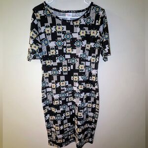 LulaRoe Julia Geometric Dress size Medium Knee length with pops of color